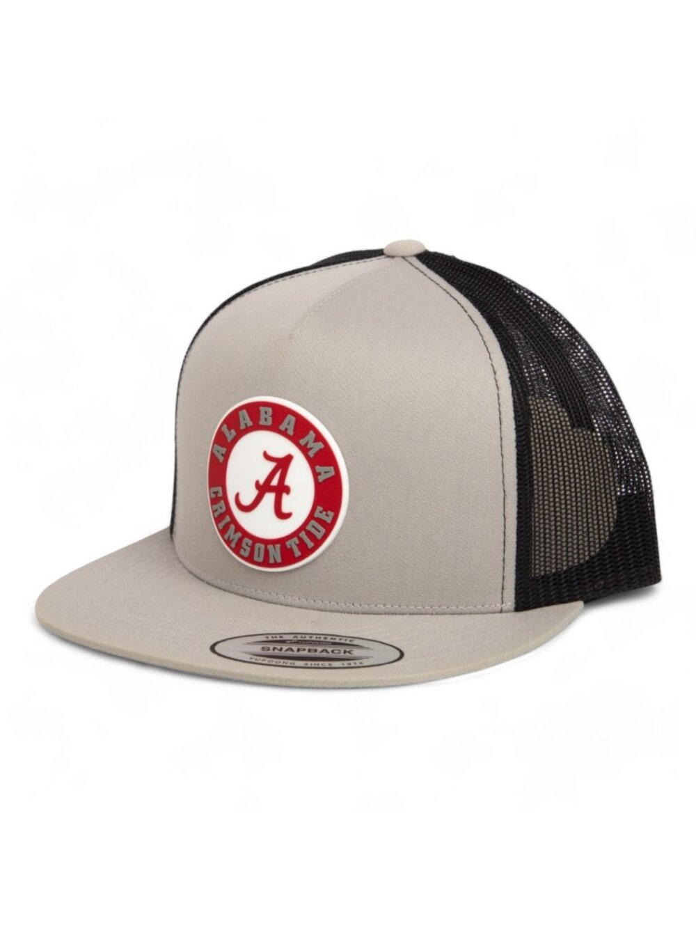 Alabama Crimson Tide Snapback Flat Bill Trucker Hat- Silver/ Black